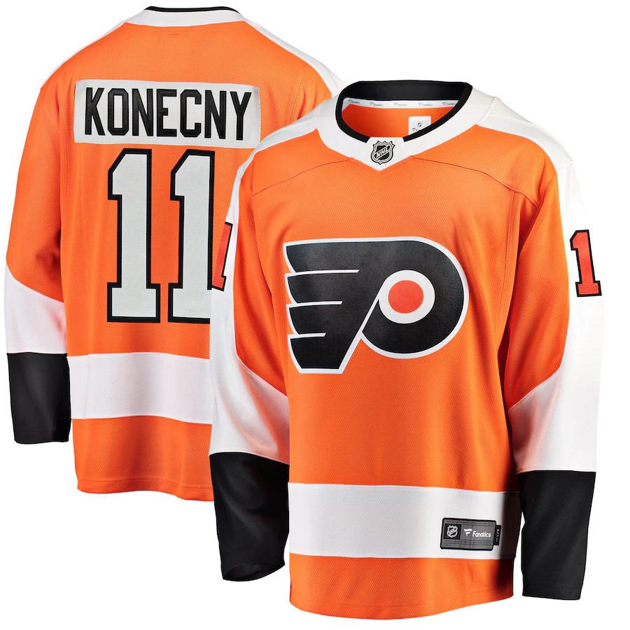 Men Philadelphia Flyers 11 Travis Konecny Fanatics Branded Orange Breakaway Player NHL Jersey